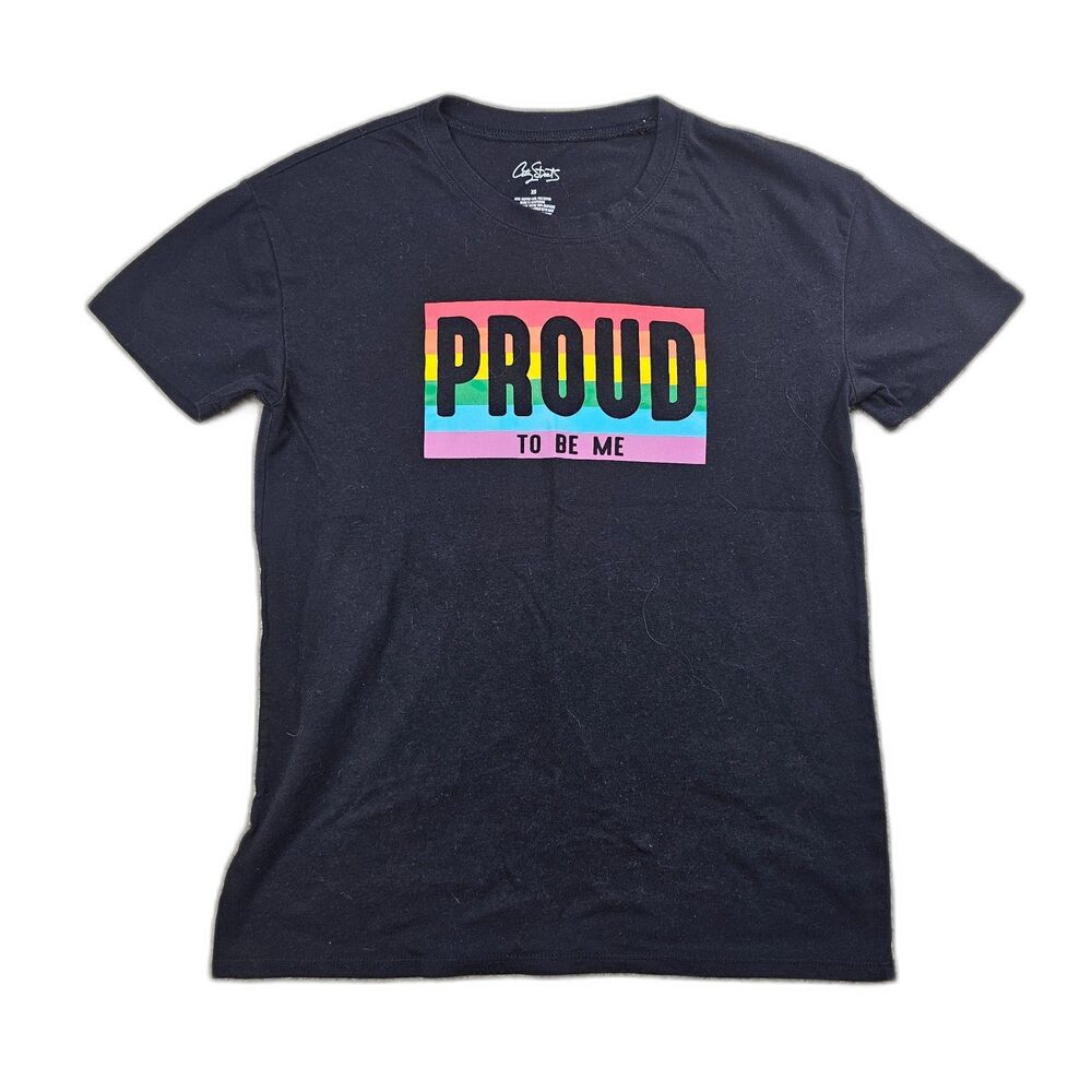 City Streets "Proud to Be Me" LGBTQ+ Pride T-Shirt Black Rainbow Unisex Size XS